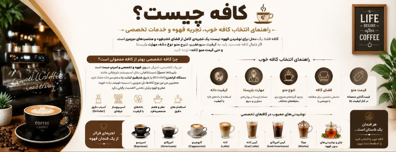 کافه چیست؟ راهنمای انتخاب کافه خوب، تجربه قهوه و خدمات تخصصی